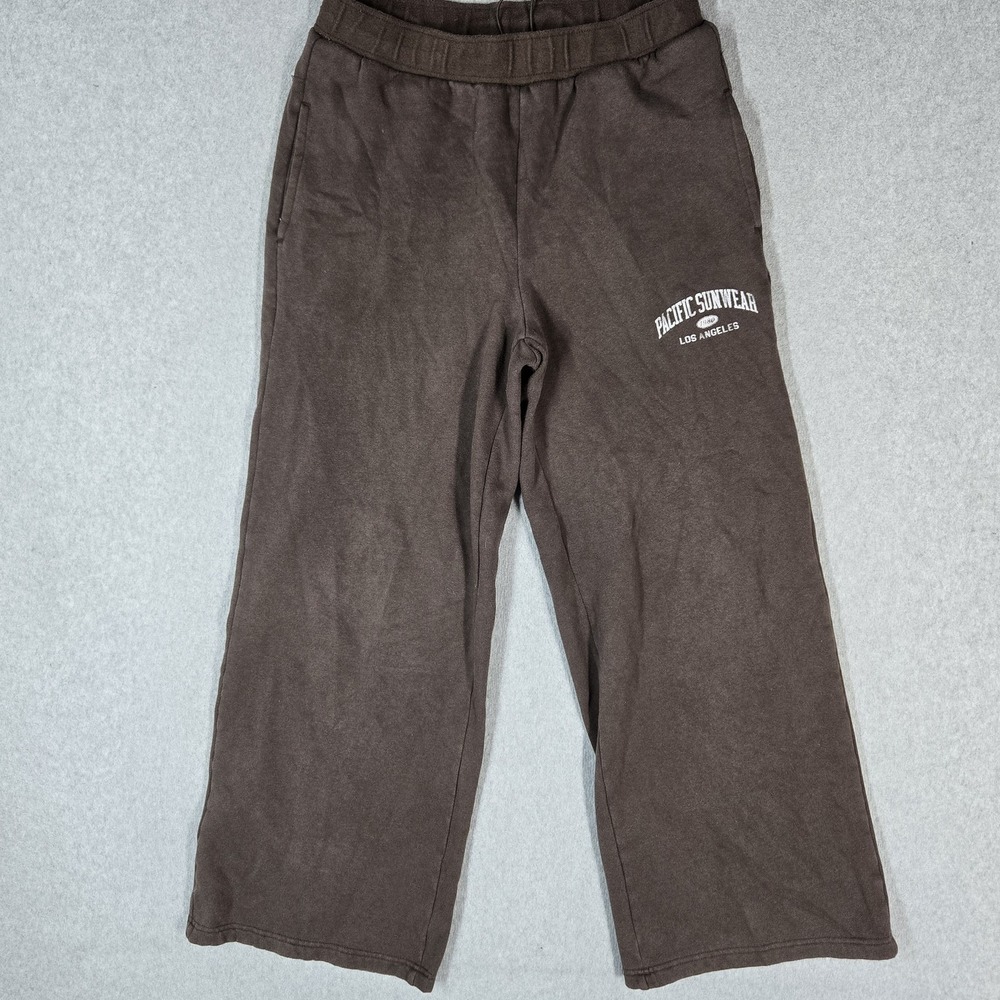 Pacsun Women Pants S Brown Embroidered Sweatpants Fleece Spellout Relaxed